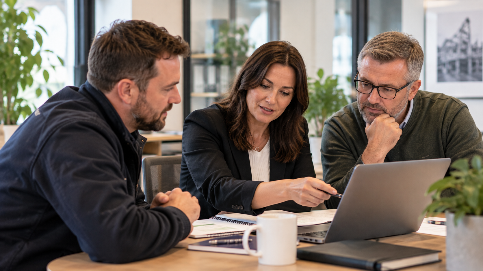 Compliance adviser working with a business management team